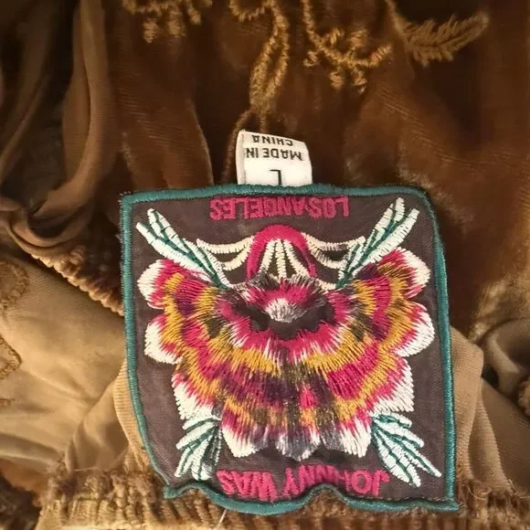 Johnny Was Velvet Tunic Peasant Blouse Large - Picture 9 of 14